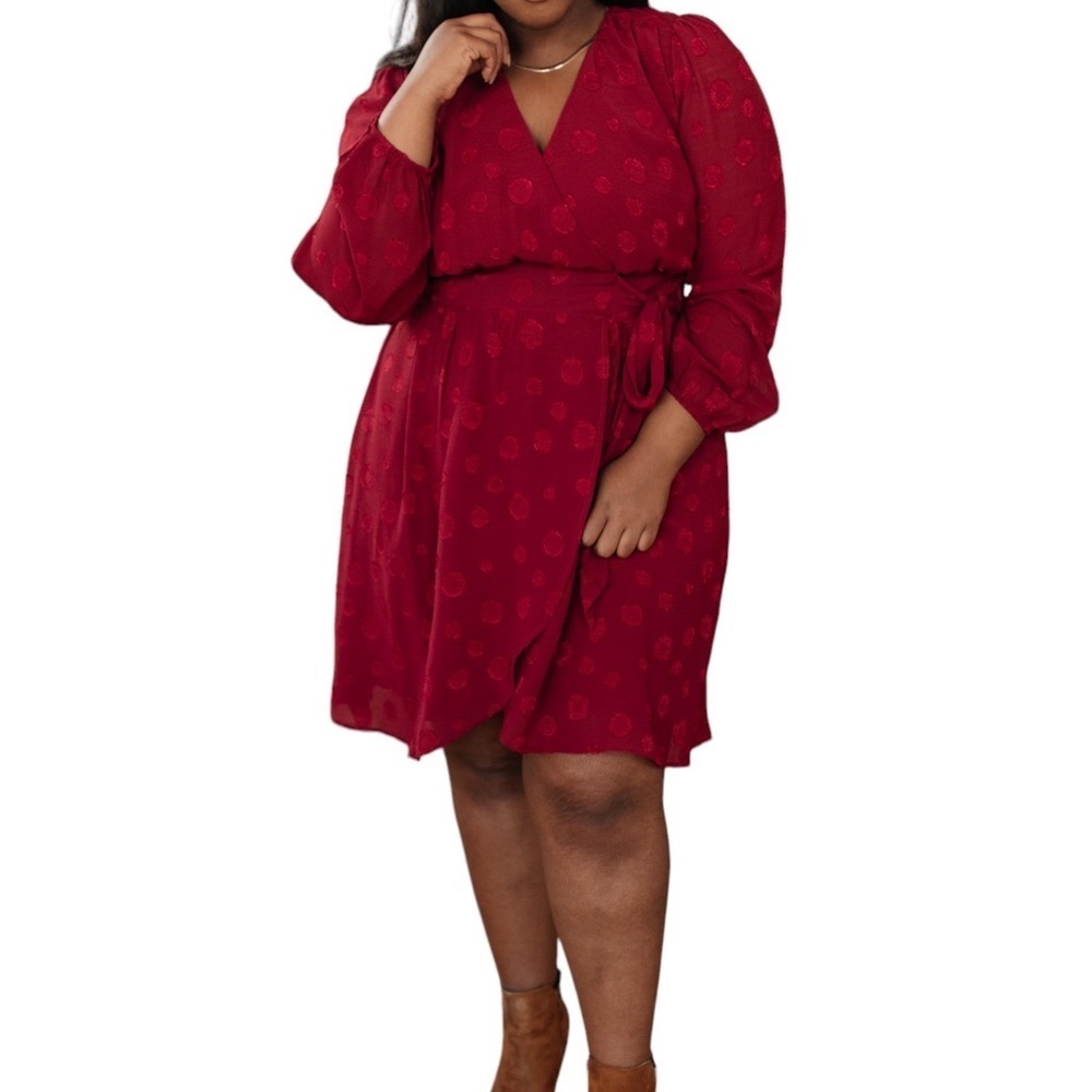 NWT Davi & Dani wrap dress red dot pattern